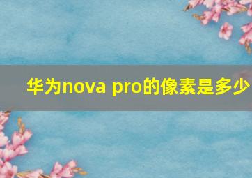 华为nova pro的像素是多少